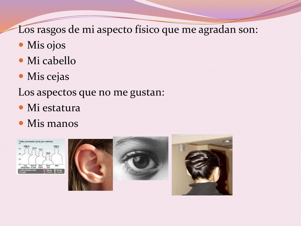 Los rasgos de mi aspecto físico que me agradan son: