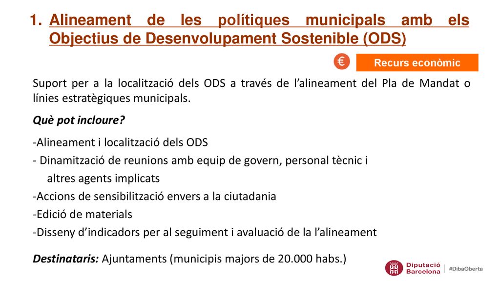 Alineament de les polítiques municipals amb els Objectius de Desenvolupament Sostenible (ODS)