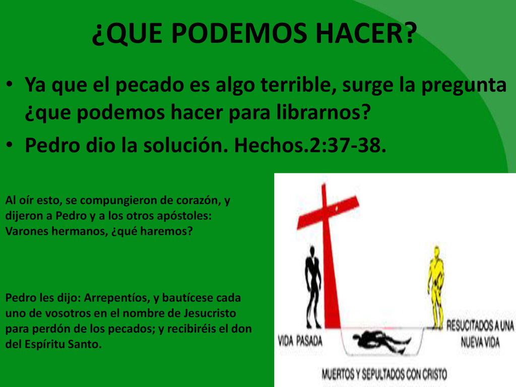 ¿QUE PODEMOS HACER Ya que el pecado es algo terrible, surge la pregunta ¿que podemos hacer para librarnos