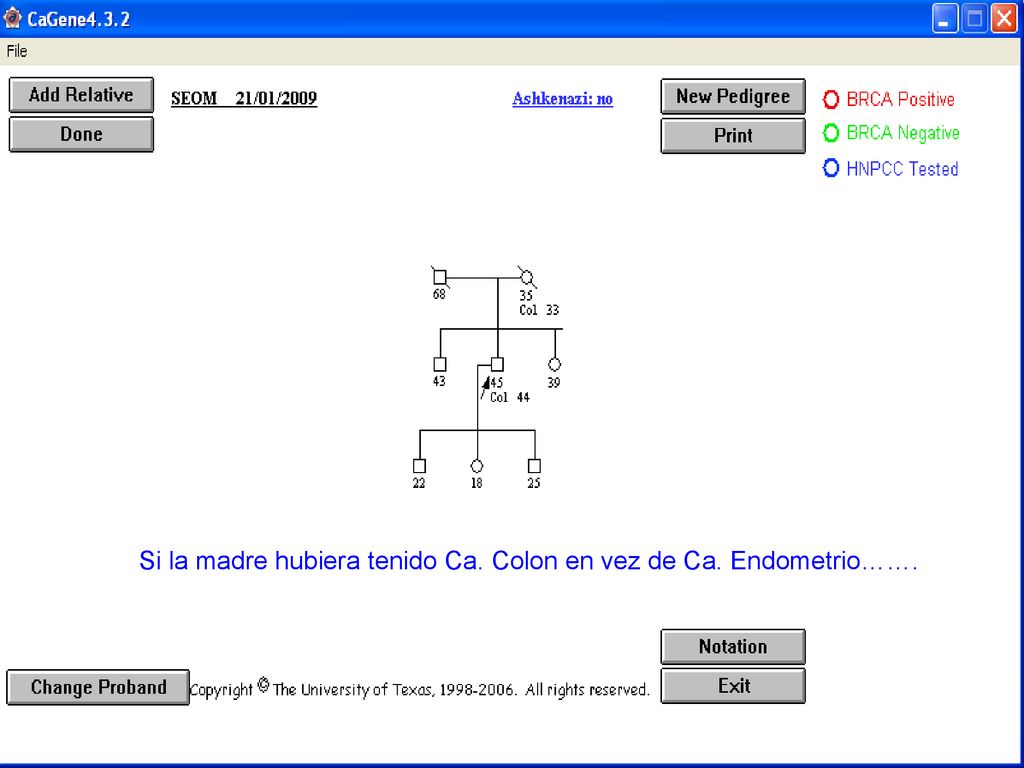 Si la madre hubiera tenido Ca. Colon en vez de Ca. Endometrio…….