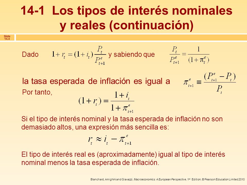 14-1 Los tipos de interés nominales y reales (continuación)
