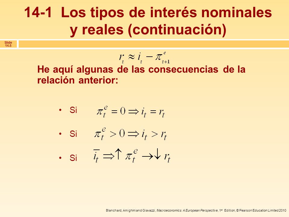 14-1 Los tipos de interés nominales y reales (continuación)