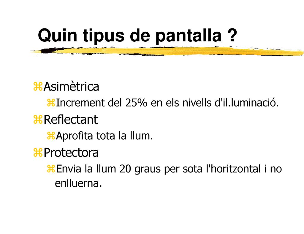 Quin tipus de pantalla Asimètrica Reflectant Protectora