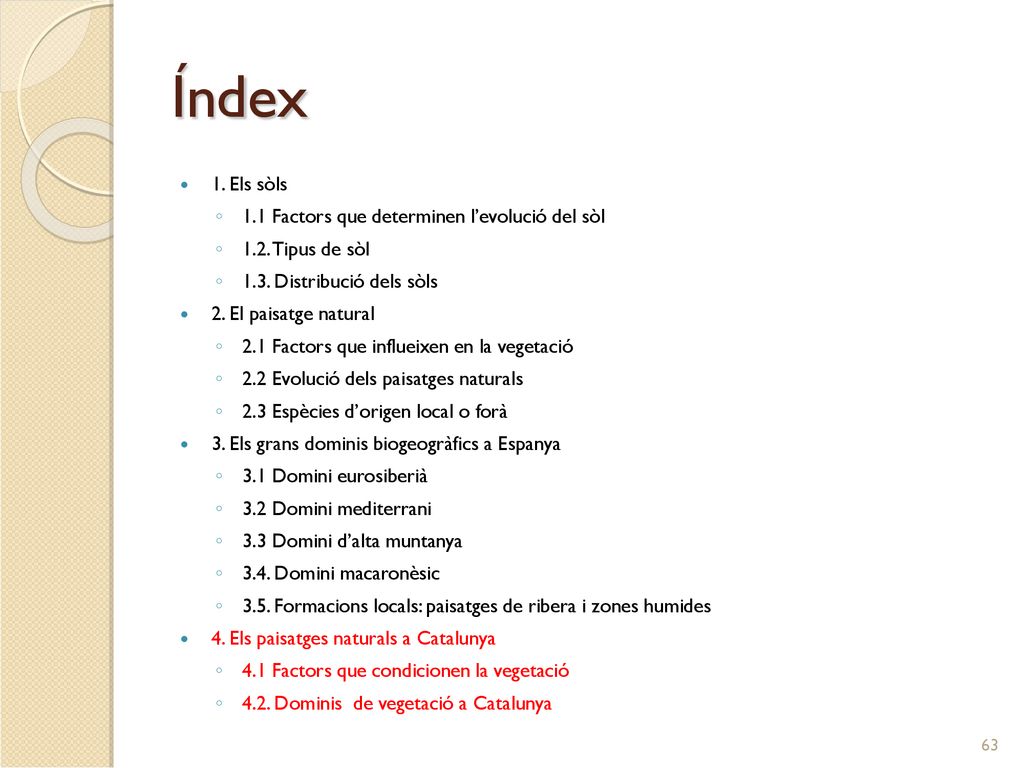 Índex 1. Els sòls 1.1 Factors que determinen l’evolució del sòl
