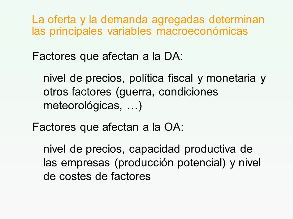 La oferta y la demanda agregadas determinan las principales variables macroeconómicas