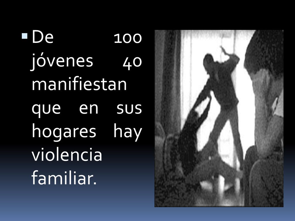 De 100 jóvenes 40 manifiestan que en sus hogares hay violencia familiar.