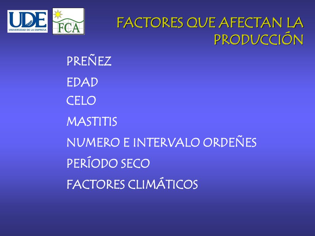 FCA FACTORES QUE AFECTAN LA PRODUCCIÓN PREÑEZ EDAD CELO MASTITIS