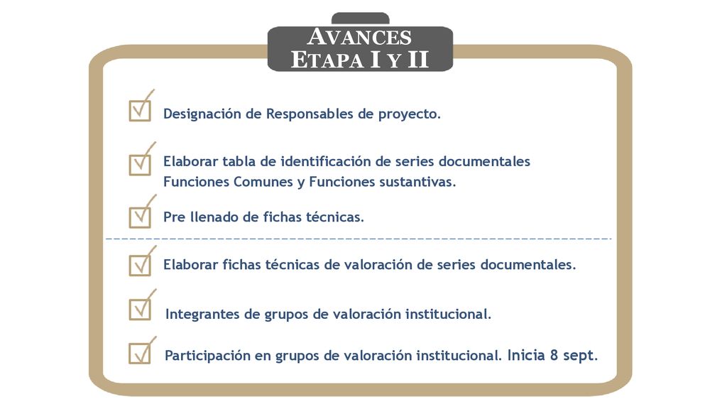 Avances Etapa I y II Designación de Responsables de proyecto.