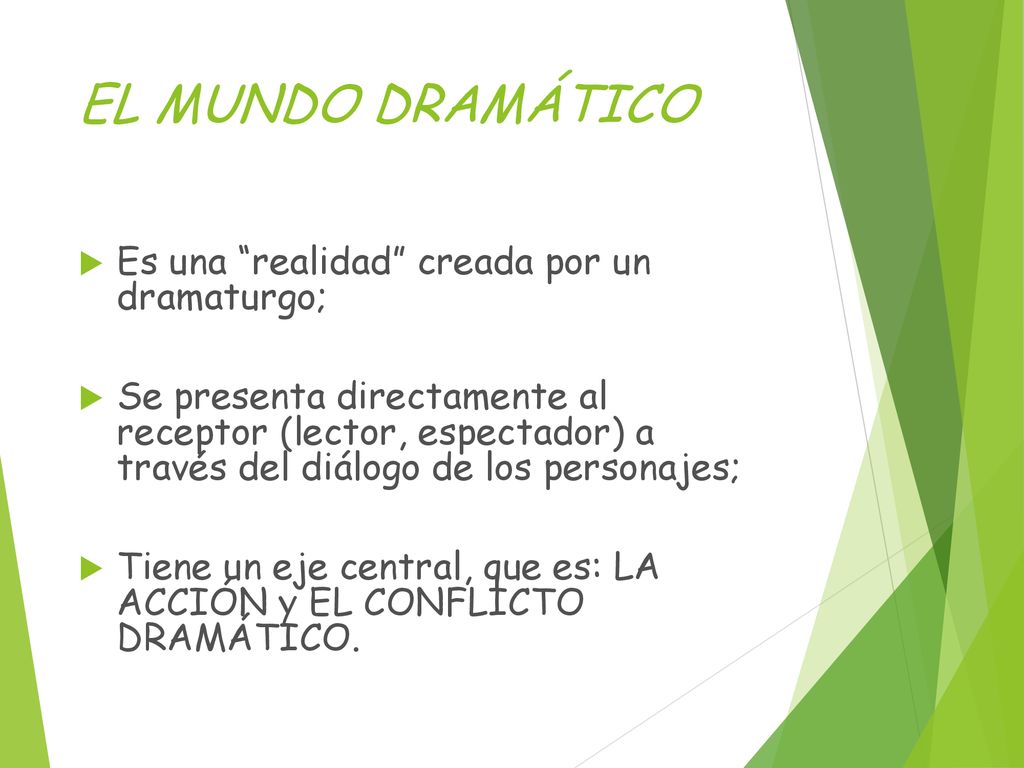 EL MUNDO DRAMÁTICO Es una realidad creada por un dramaturgo;