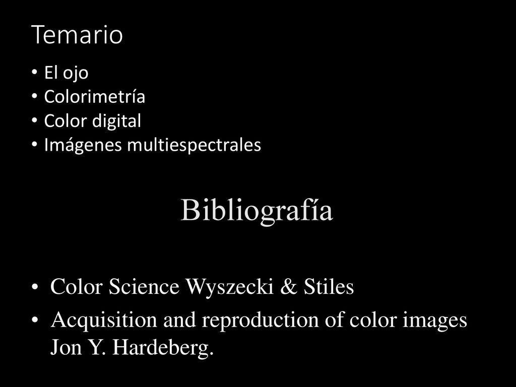 Bibliografía Temario Color Science Wyszecki & Stiles