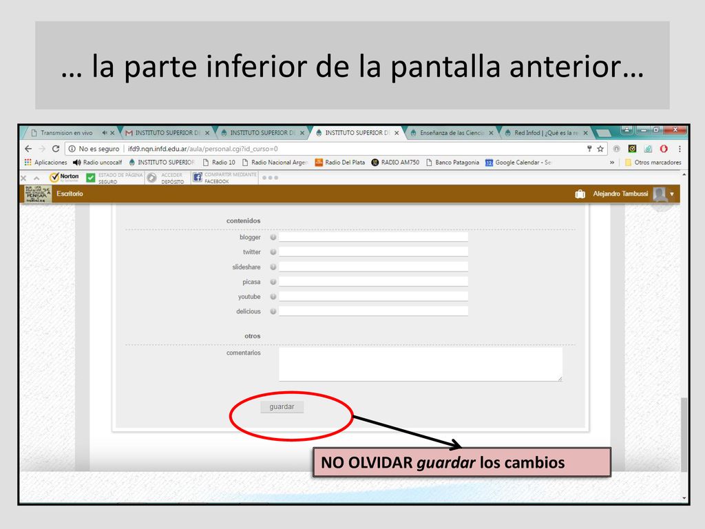 … la parte inferior de la pantalla anterior…