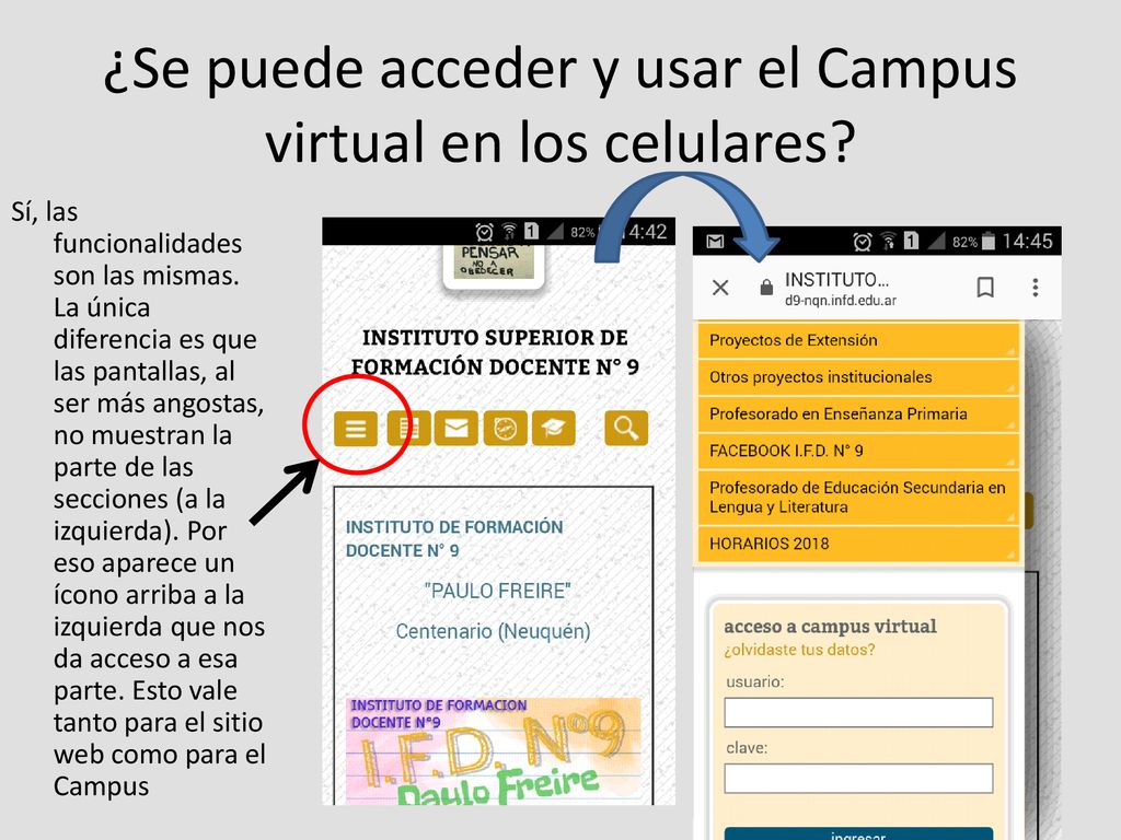 ¿Se puede acceder y usar el Campus virtual en los celulares