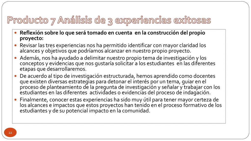 Producto 7 Análisis de 3 experiencias exitosas