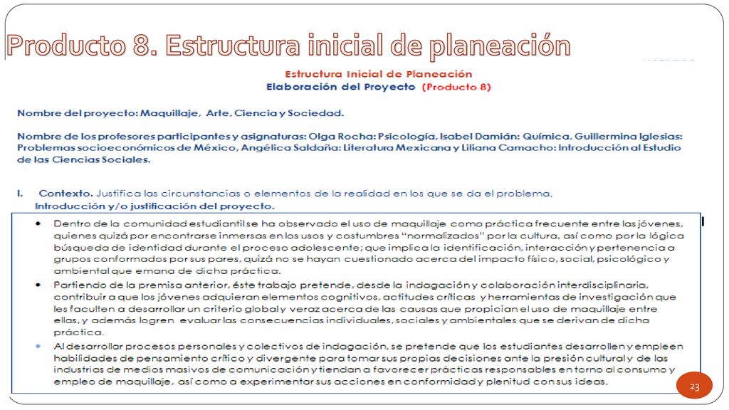 Producto 8. Estructura inicial de planeación
