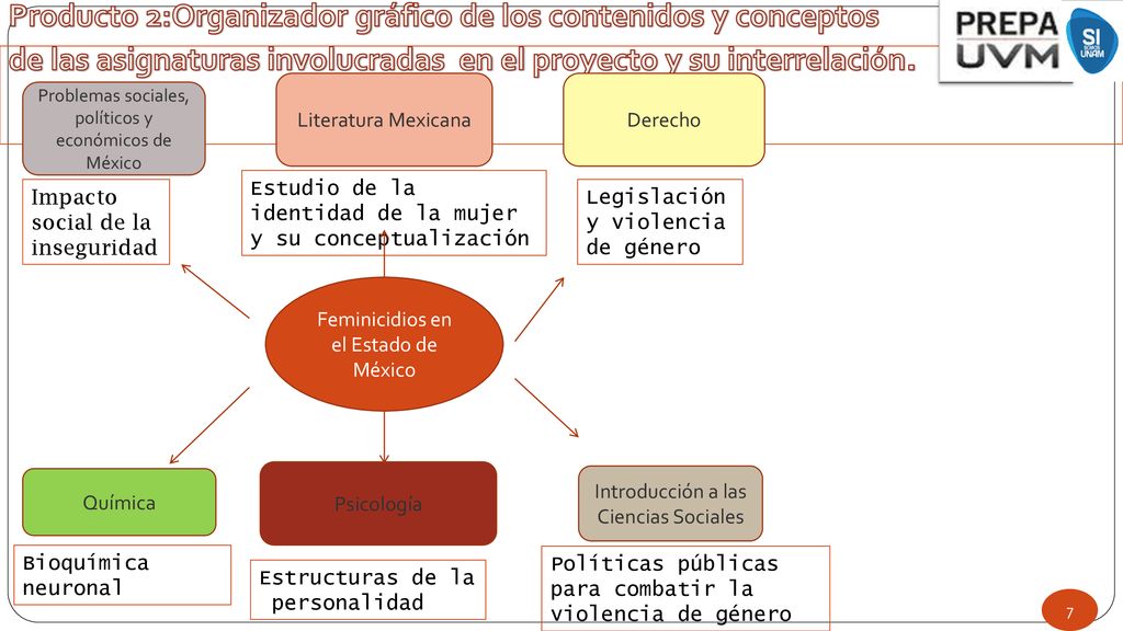 Producto 2:Organizador gráfico de los contenidos y conceptos de las asignaturas involucradas en el proyecto y su interrelación.