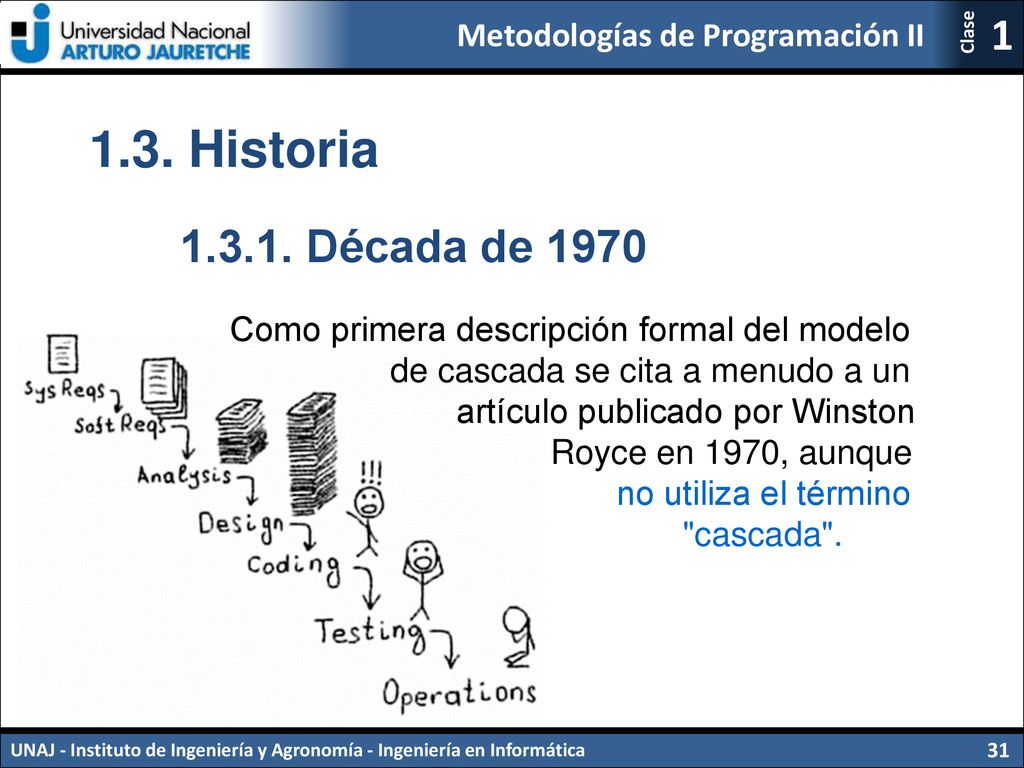 1.3. Historia Década de Como primera descripción formal del modelo. de cascada se cita a menudo a un.