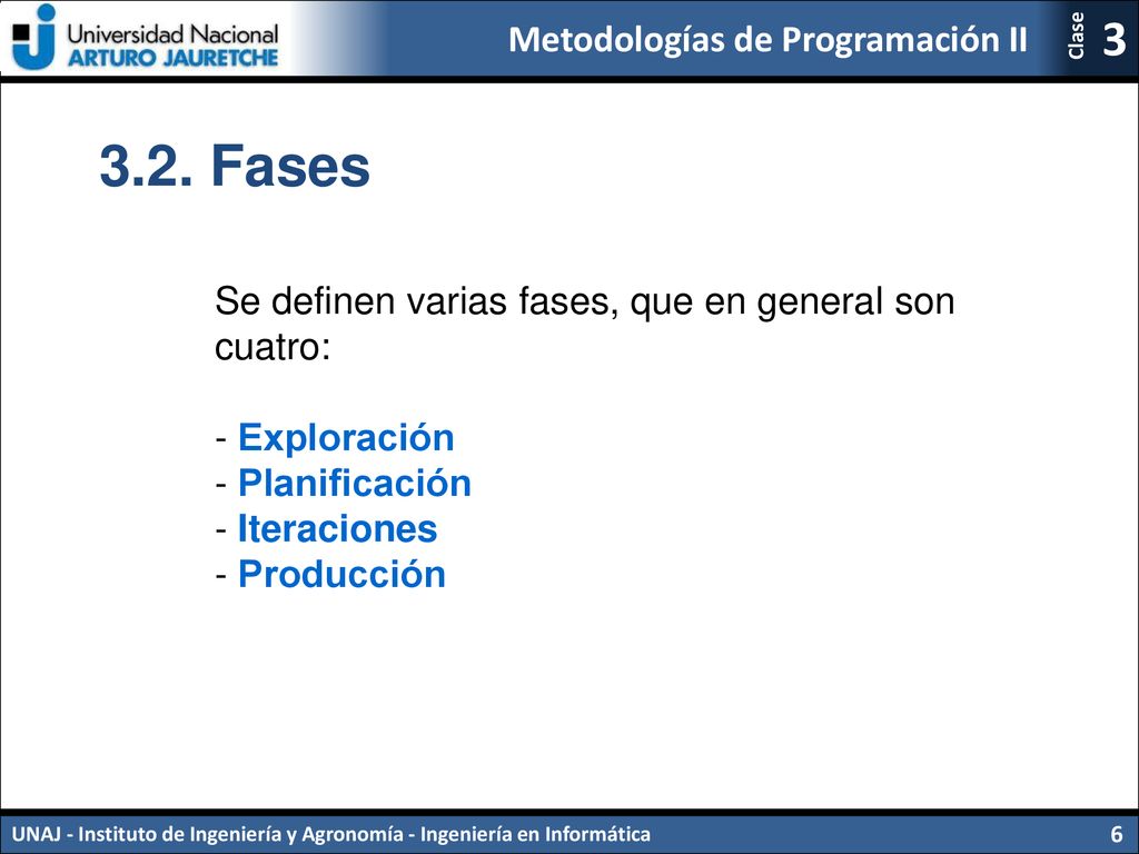 3.2. Fases Se definen varias fases, que en general son cuatro: