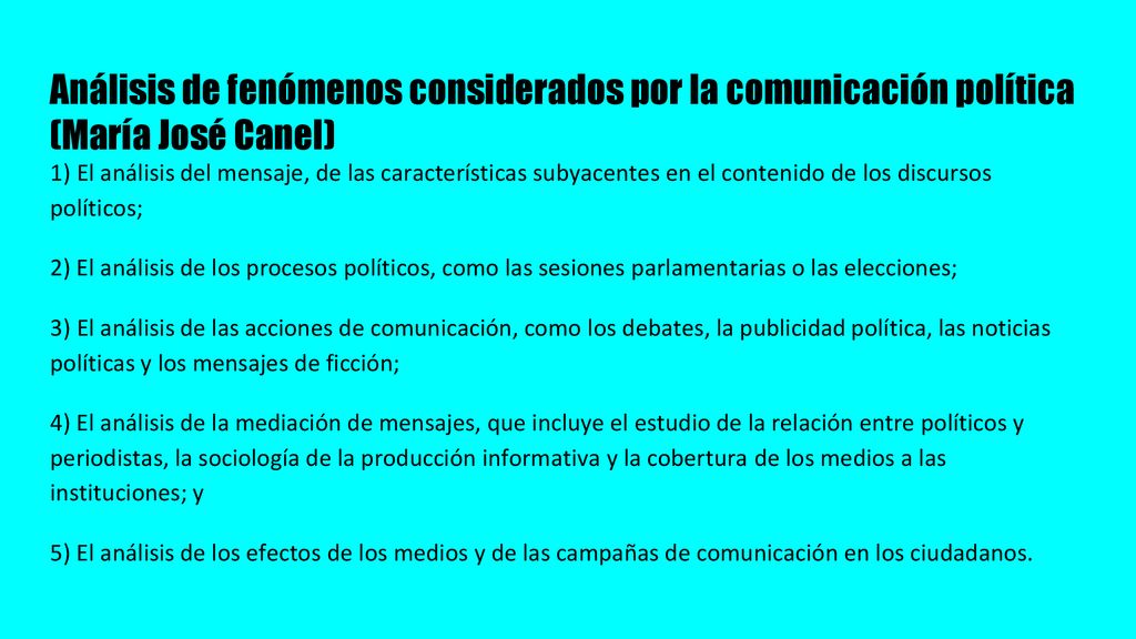 Análisis de fenómenos considerados por la comunicación política (María José Canel)