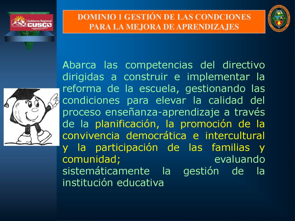 DOMINIO 1 GESTIÓN DE LAS CONDCIONES PARA LA MEJORA DE APRENDIZAJES
