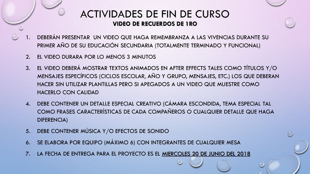 Actividades de fin de curso video de recuerdos de 1ro