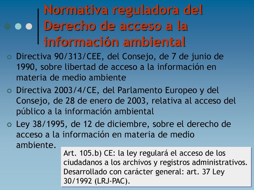 Normativa reguladora del Derecho de acceso a la información ambiental