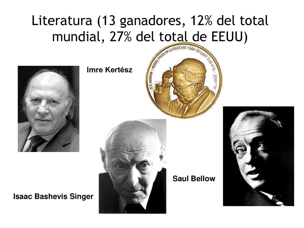 Literatura (13 ganadores, 12% del total mundial, 27% del total de EEUU)