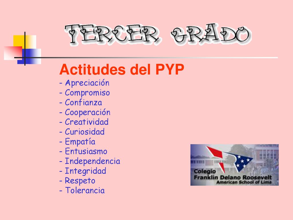 Actitudes del PYP - Apreciación - Compromiso - Confianza - Cooperación