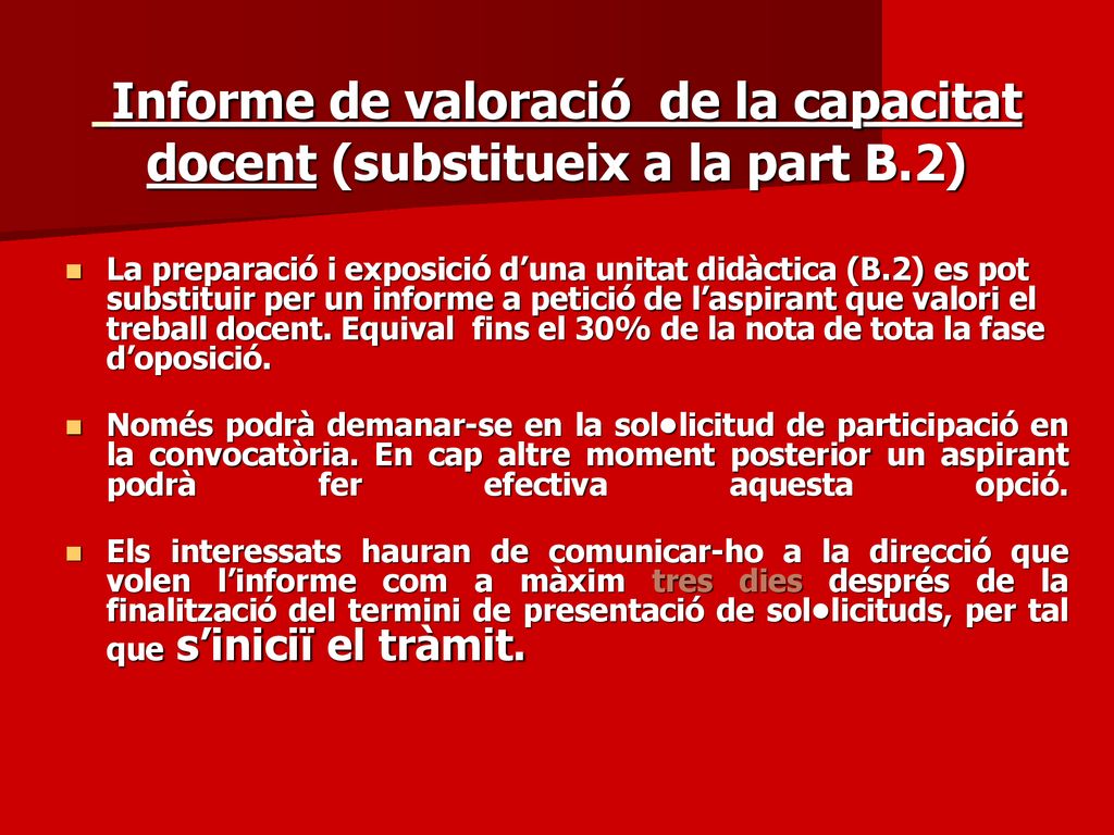 Informe de valoració de la capacitat docent (substitueix a la part B