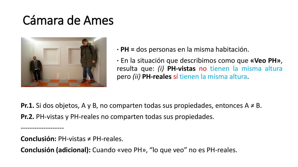 Cámara de Ames · PH = dos personas en la misma habitación.