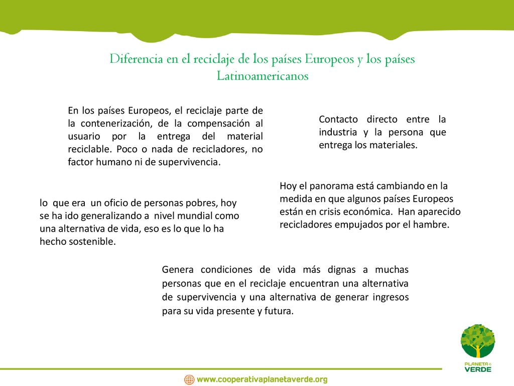 Diferencia en el reciclaje de los países Europeos y los países Latinoamericanos