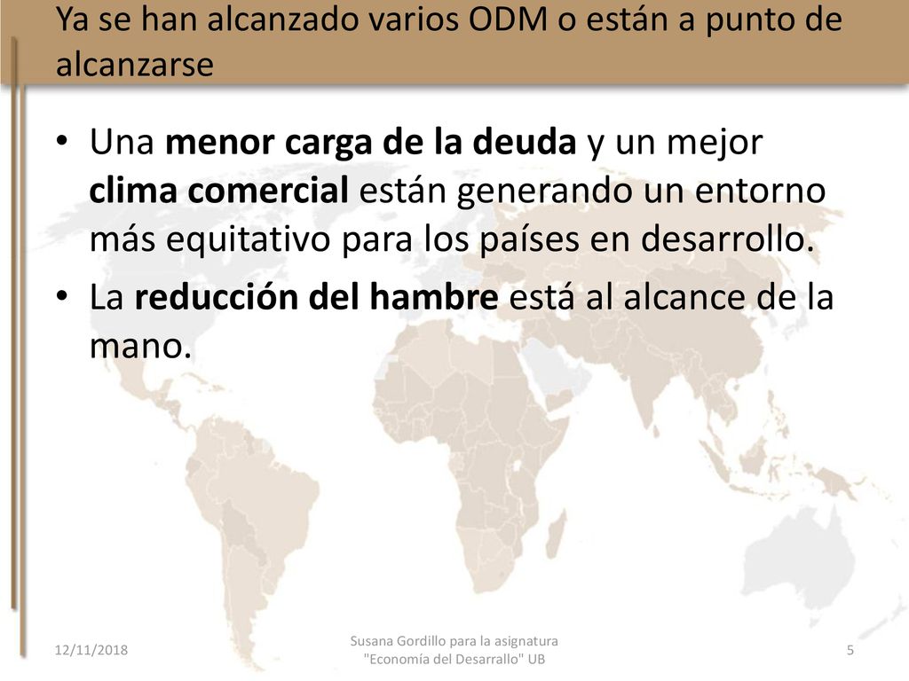 Ya se han alcanzado varios ODM o están a punto de alcanzarse