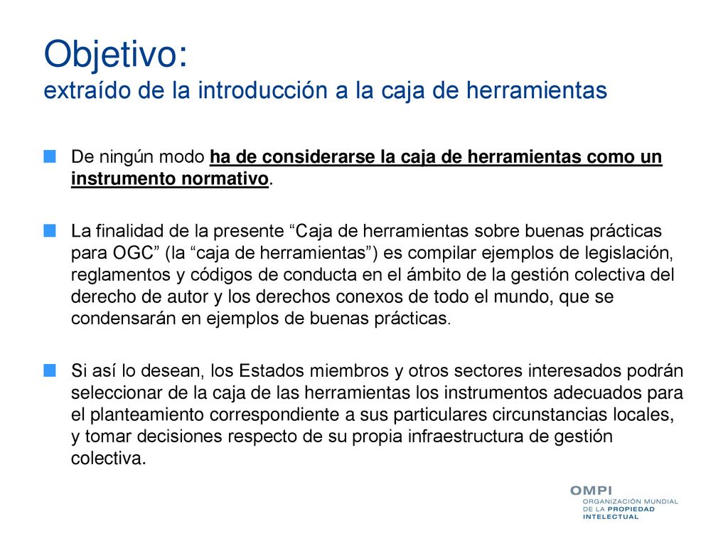 Objetivo: extraído de la introducción a la caja de herramientas