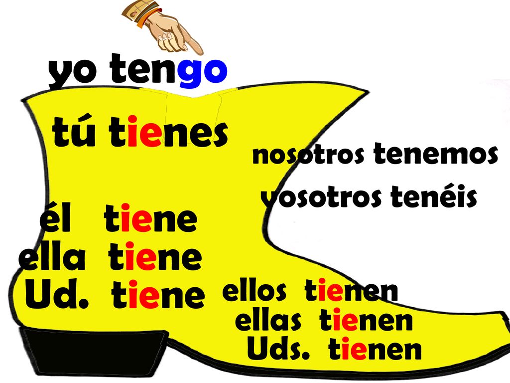 yo tengo tú tienes él tiene ella tiene vosotros tenéis ellos tienen