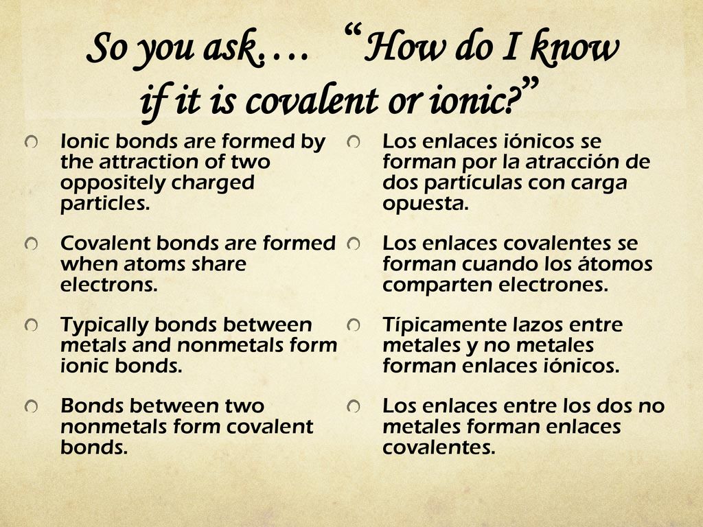 So you ask…. How do I know if it is covalent or ionic