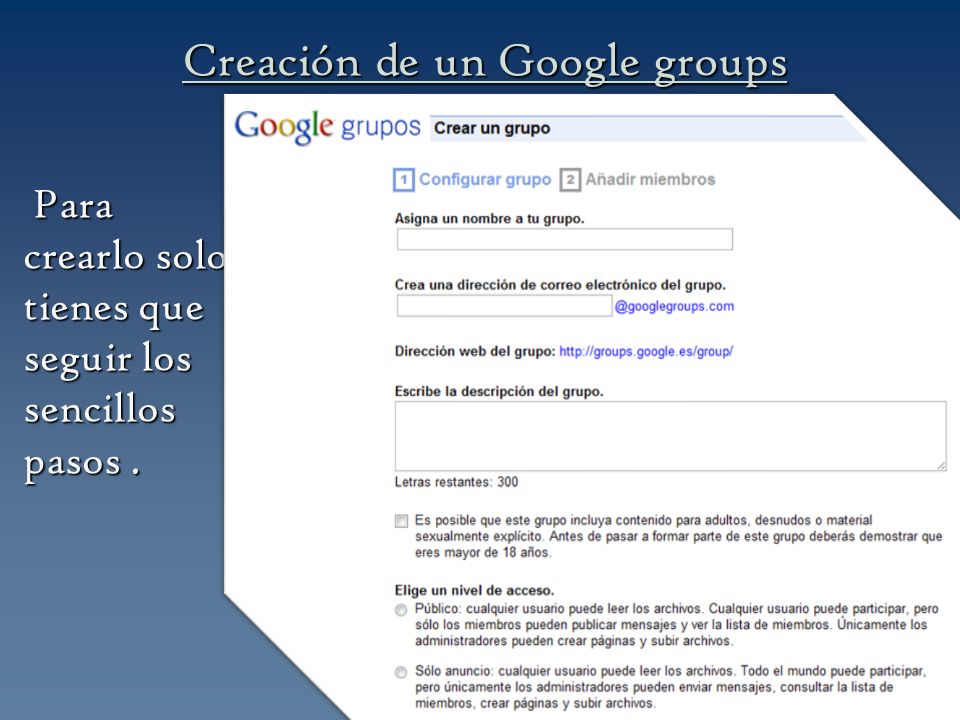 Creación de un Google groups