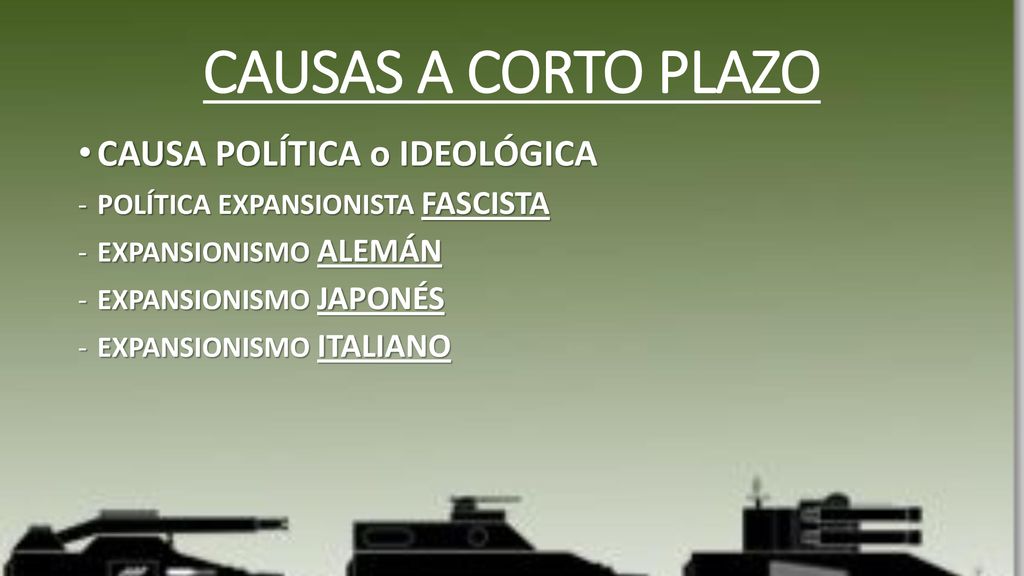 CAUSAS A CORTO PLAZO CAUSA POLÍTICA o IDEOLÓGICA