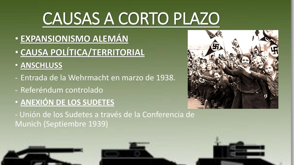 CAUSAS A CORTO PLAZO EXPANSIONISMO ALEMÁN CAUSA POLÍTICA/TERRITORIAL