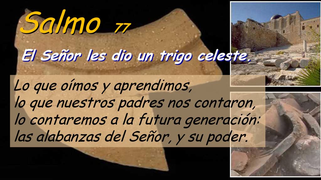 Salmo 77 El Señor les dio un trigo celeste. Lo que oímos y aprendimos,