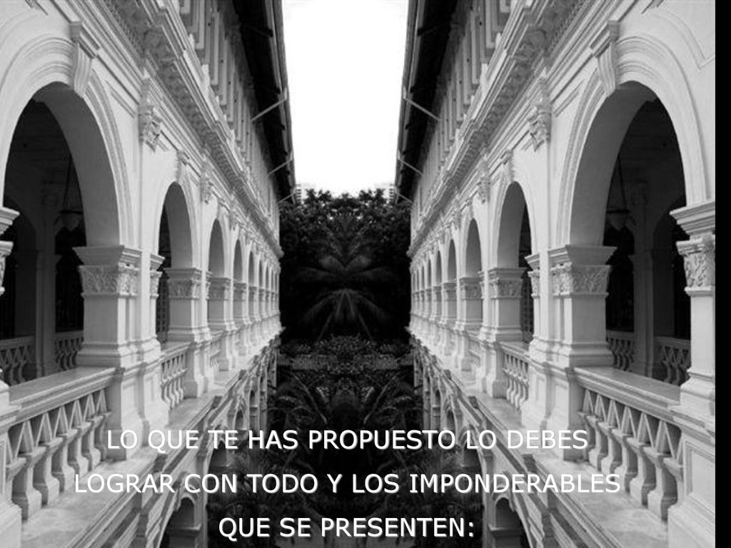 LO QUE TE HAS PROPUESTO LO DEBES LOGRAR CON TODO Y LOS IMPONDERABLES