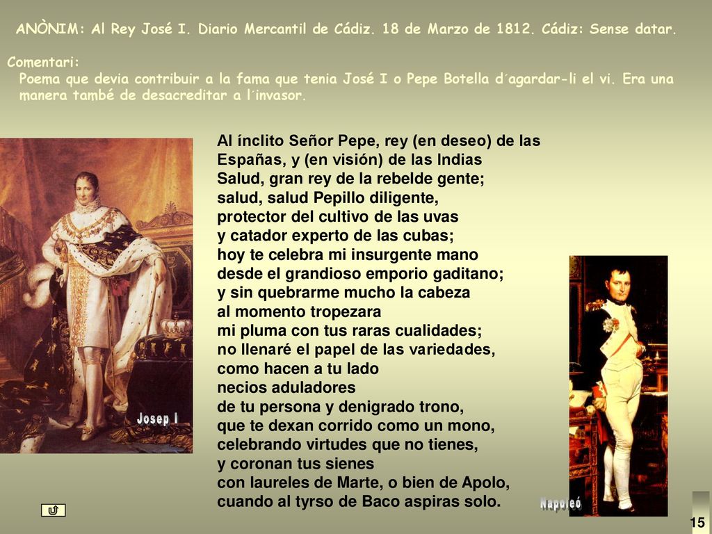 Al ínclito Señor Pepe, rey (en deseo) de las