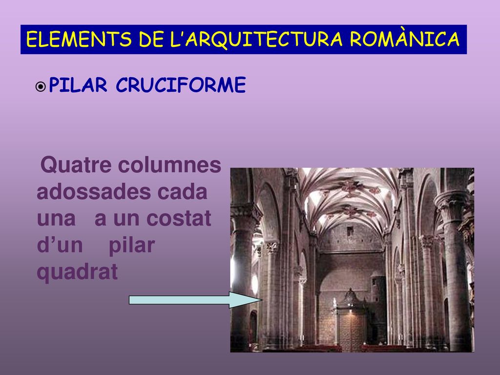 Quatre columnes adossades cada una a un costat d’un pilar quadrat