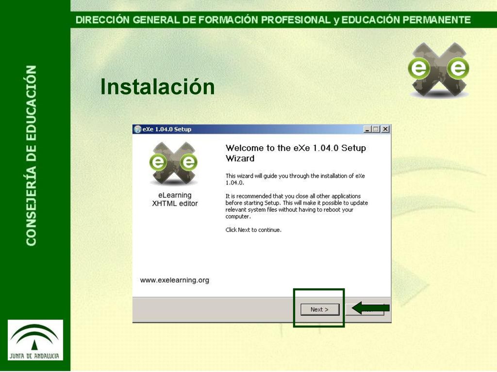 Instalación Al ejecutar el instalador, en caso de que hayamos optado por la opción instalable, pulsaremos en primer lugar sobre siguiente.