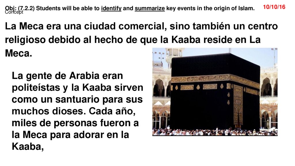 Concept La Meca era una ciudad comercial, sino también un centro religioso debido al hecho de que la Kaaba reside en La Meca.