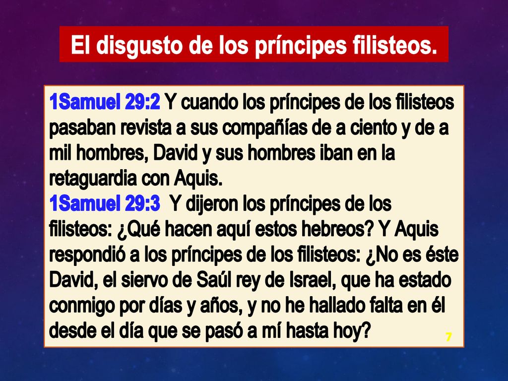 El disgusto de los príncipes filisteos.