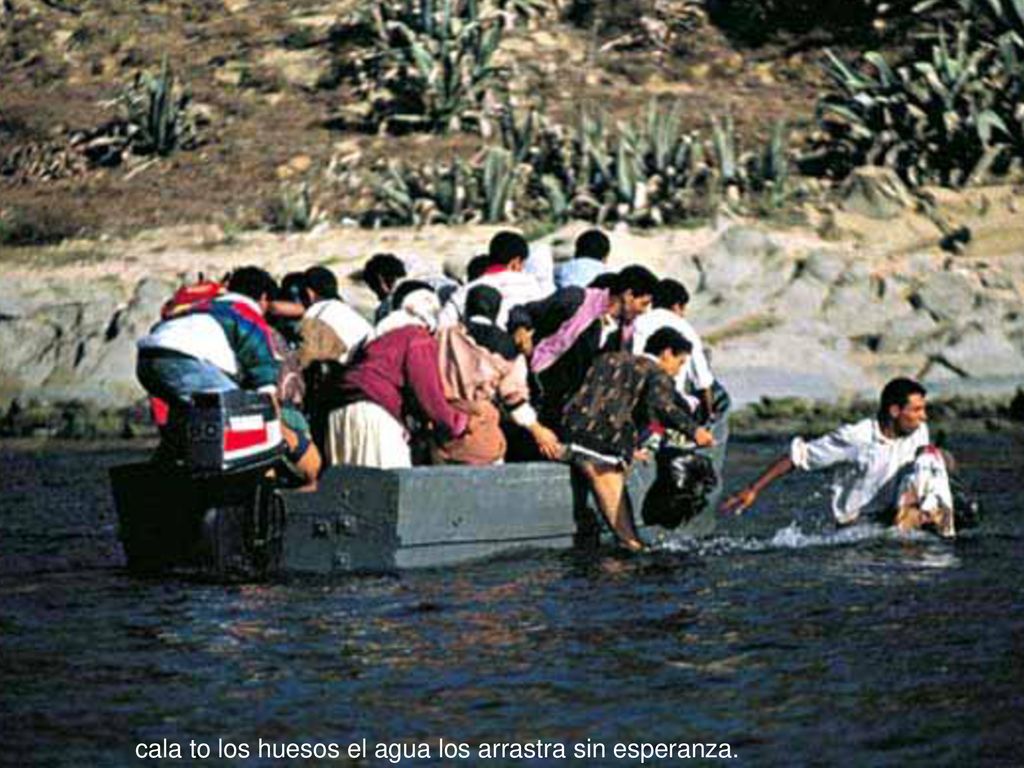cala to los huesos el agua los arrastra sin esperanza.