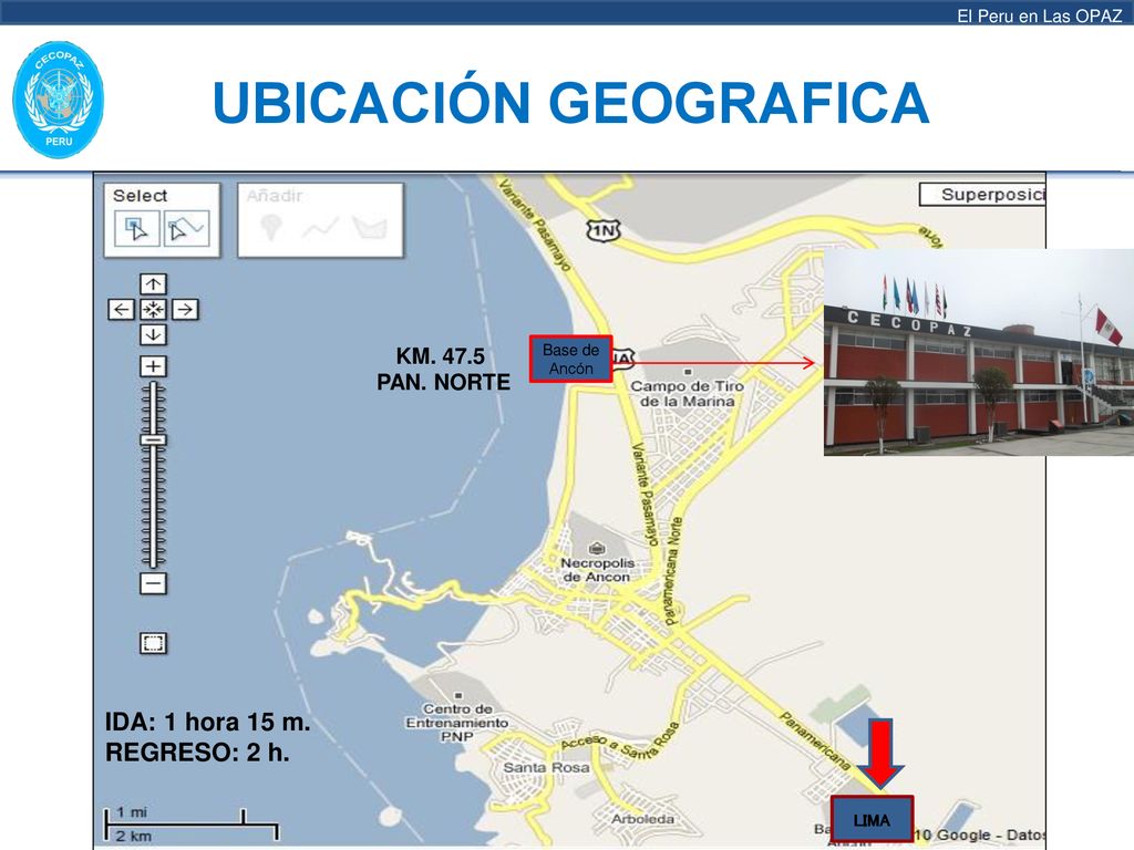 UBICACIÓN GEOGRAFICA IDA: 1 hora 15 m. REGRESO: 2 h. KM. 47.5