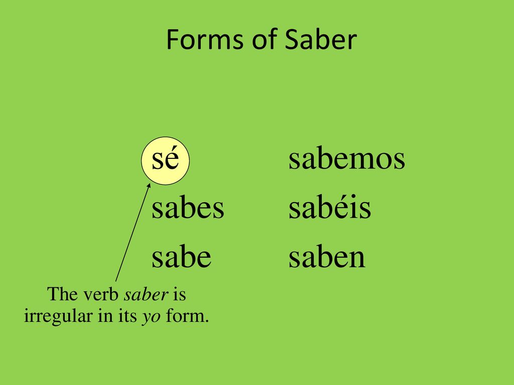 The verb saber is irregular in its yo form.