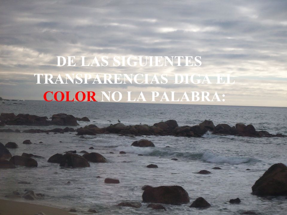 DE LAS SIGUIENTES TRANSPARENCIAS DIGA EL COLOR NO LA PALABRA: