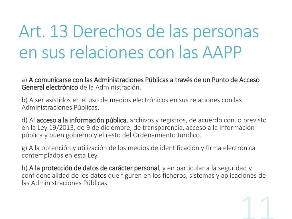 Art. 13 Derechos de las personas en sus relaciones con las AAPP