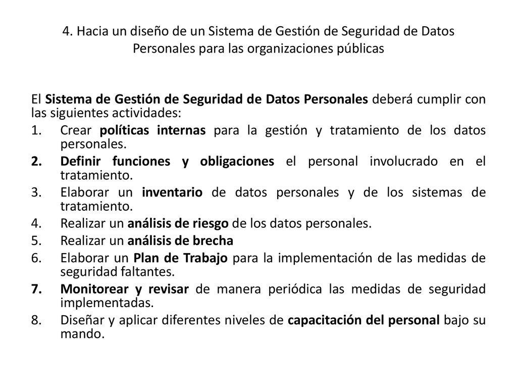 4. Hacia un diseño de un Sistema de Gestión de Seguridad de Datos Personales para las organizaciones públicas